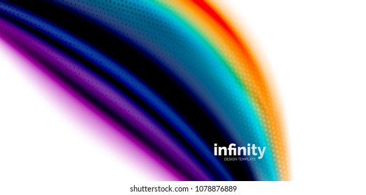 Vector 3d fluid colors wave background, flowing abstract shape with dotted texture, liquid mixed rainbow colors
