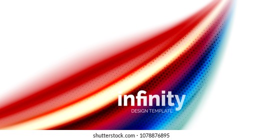 Vector 3d fluid colors wave background, flowing abstract shape with dotted texture, liquid mixed rainbow colors