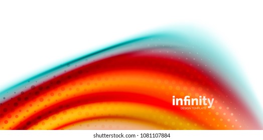 Vector 3d fluid colors wave background, flowing abstract shape with dotted texture, liquid mixed rainbow colors