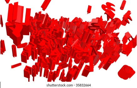 Vector 3d font design.