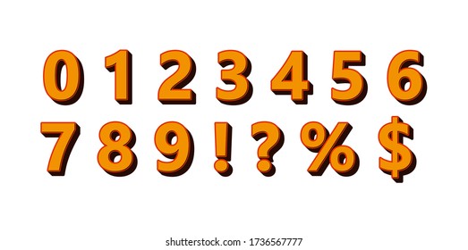 VECTOR 3D FONT NUMBERS ON WHITE BACKGROUND