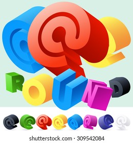 Vector 3D font of randomly rotated colourful letters. All letters in alphabet have 8 random points of view. Symbols