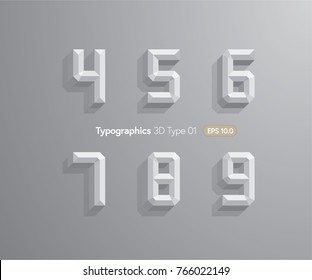 Vector 3D Font with shadow. Set of numbers in EPS10