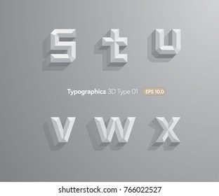 Vector 3D Font with shadow. Set of letters in EPS10
