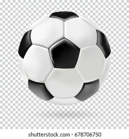 Vector 3d football isolated ball on transparent background. Realistic style.