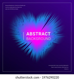 Vector 3d Futuristic Poster Design. Pink and Blue fFowing Lines Heart. Trendy Square Abstract Bright Banner.