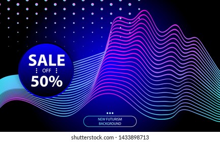 Vector 3d futuristic space background with bright light planets and stars. Cosmos banner with neon light objects and glowing art