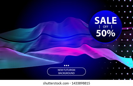 Vector 3d futuristic space background with bright light planets and stars. Cosmos banner with neon light objects and glowing art