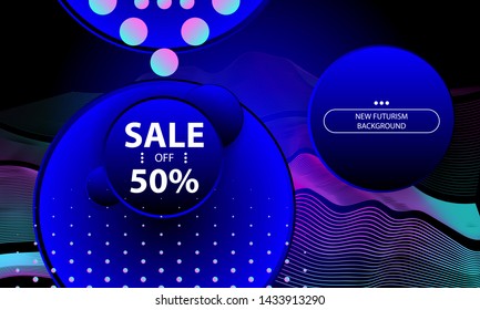 Vector 3d futuristic space background with bright light planets and stars. Cosmos banner with neon light objects and glowing art