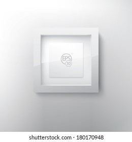 Vector 3d gallery frame in a three dimensional mock up render style as an interior design text box element. For infographics, picture framing, content holder 1/1 square shape