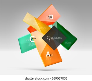 Plantilla de fondo abstracto geométrico vectorial 3d. Placas de vidrio brillante