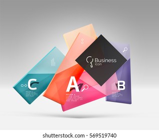 Vector 3d geometric abstract background template. Glossy glass plates