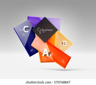 Plantilla de fondo abstracto geométrico vectorial 3d. Placas de vidrio brillante