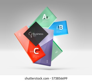 Vector 3d geometric abstract background template. Glossy glass plates