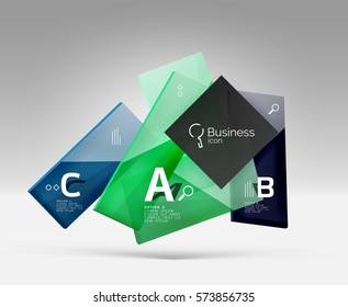 Vector 3d geometric abstract background template. Glossy glass plates