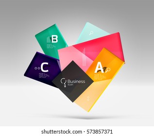 Plantilla de fondo abstracto geométrico vectorial 3d. Placas de vidrio brillante