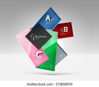 Vector 3d geometric abstract background template. Glossy glass plates