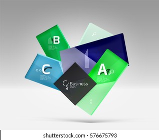 Vector 3d geometric abstract background template. Glossy glass plates