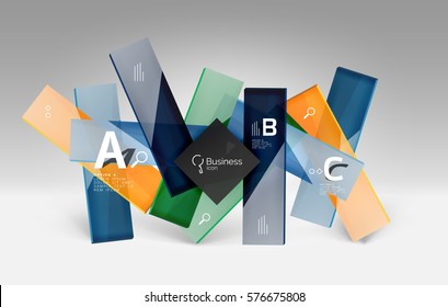 Vector 3d geometric abstract background template. Glossy glass plates