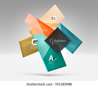 Vector 3d geometric abstract background template. Glossy glass plates