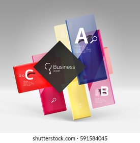 Vector 3d geometric abstract background template. Glossy glass plates