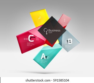 Modelo de plano de fundo abstrato geométrico 3d vetorial. Placas de vidro brilhantes