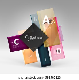 Vector 3d geometric abstract background template. Glossy glass plates