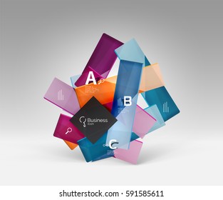 Vector 3d geometric abstract background template. Glossy glass plates