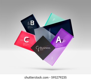 Plantilla de fondo abstracto geométrico vectorial 3d. Placas de vidrio brillante