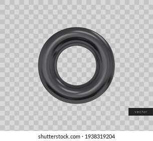 Vector 3d geometric object. Isolated black torus.