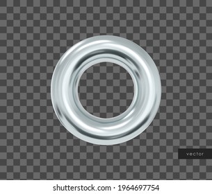 Vector 3d geometric object. Isolated metallic silver torus.