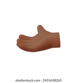 Vector 3D gesture of an outstretched open palm: a symbol of support, help and cooperation on a white background. The icon is ideal for concepts of charitable 