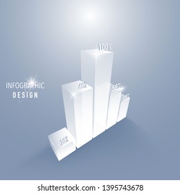 Vector 3d glass bar pie chart data presentation template
