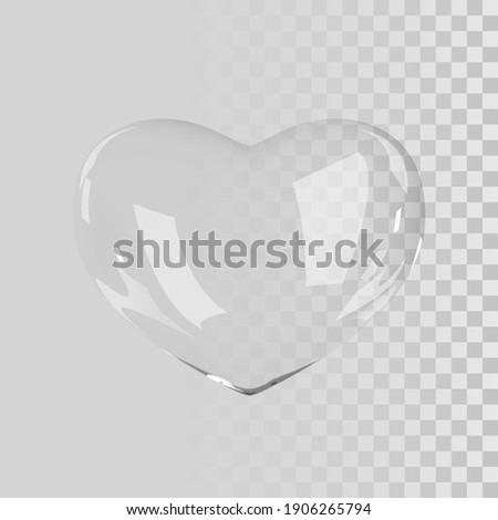 Vector 3d glass heart. Realistic glossy 3d heart.