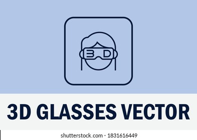 Vector of 3D glasses icon isolated on pastel color background. For designer.