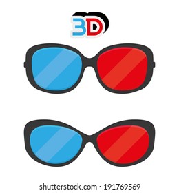 Vector 3D Glasses Icons Isolated On White Background