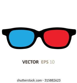Vector 3D Glasses on white background