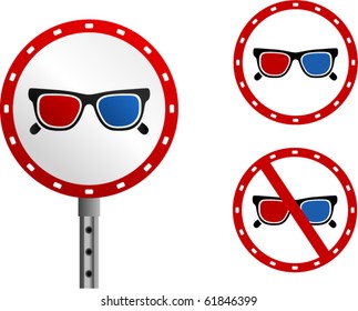 vector 3D glasses signs