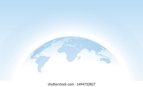 Vector 3D globe dotted map blue template design. For education, business, science, web presentations. World in hemisphere
