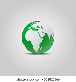 vector 3D globe map on a gray background