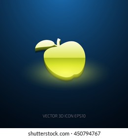 Vector 3d glossy apple silhouette icon