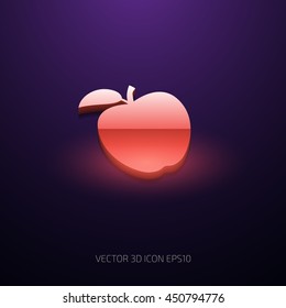 Vector 3d glossy apple silhouette icon
