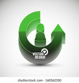 Vector 3d glossy arrow circle hi-tech concept