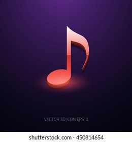 Vector 3d glossy musical note icon