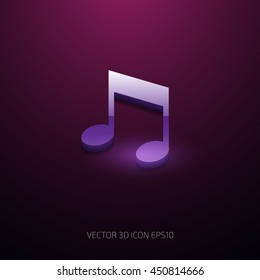 Vector 3d glossy musical note icon