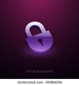 Vector 3d glossy padlock icon
