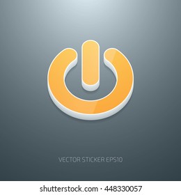 Vector 3d glossy plastic power button. White and yellow
