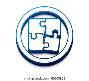 vector 3d glossy puzzle web icon design element.