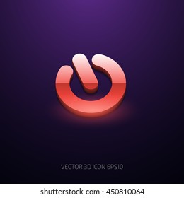Vector 3d glossy round power button