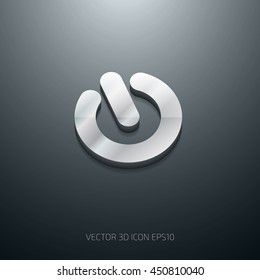 Vector 3d glossy round stainless steel power button